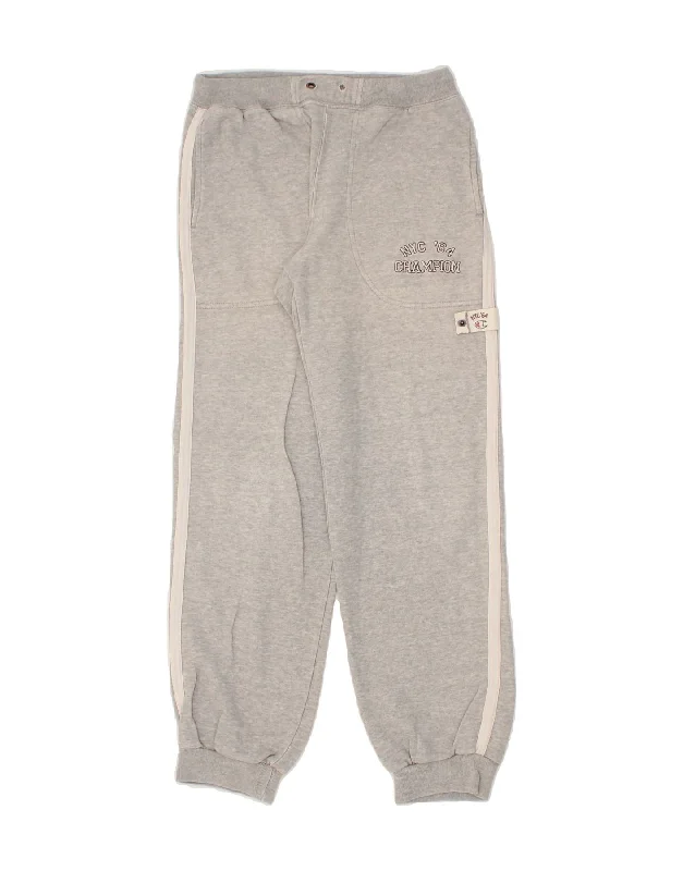 CHAMPION Boys Graphic Tracksuit Trousers Joggers 11-12 Years Large Grey