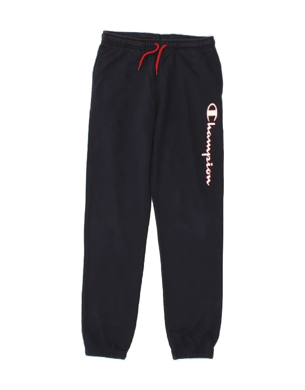 CHAMPION Boys Graphic Tracksuit Trousers Joggers 13-14 Years XL Navy Blue
