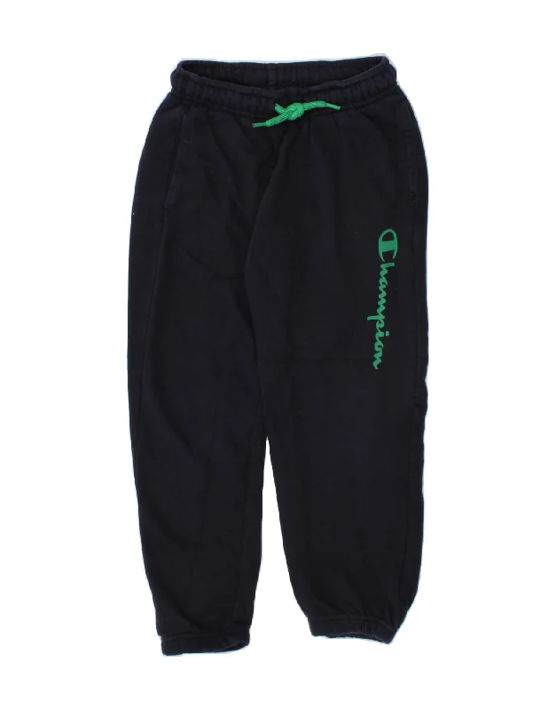 CHAMPION Boys Graphic Tracksuit Trousers Joggers 5-6 Years XS Navy Blue