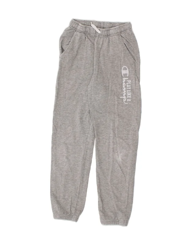 CHAMPION Boys Graphic Tracksuit Trousers Joggers 9-10 Years Medium  Grey