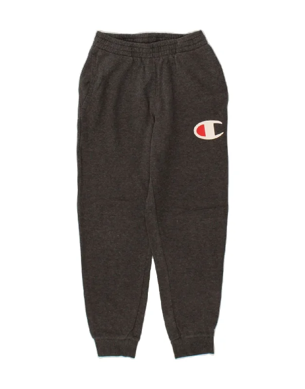 CHAMPION Boys Graphic Tracksuit Trousers Joggers 9-10 Years Medium Grey