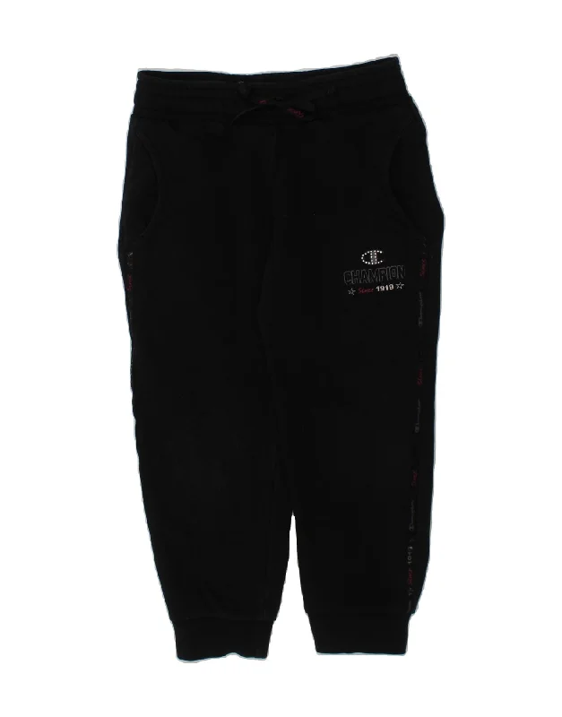 CHAMPION Girls Graphic Tracksuit Trousers Joggers 5-6 Years XS Black