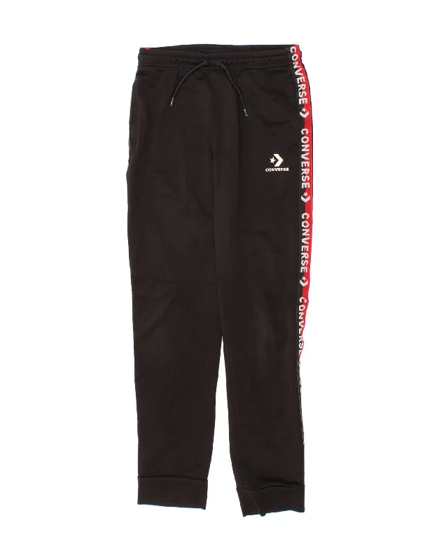 CONVERSE Girls Graphic Tracksuit Trousers Joggers 12-13 Years Large Black