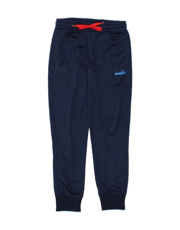 DIADORA Girls Tracksuit Trousers Joggers 9-10 Years Large Navy Blue