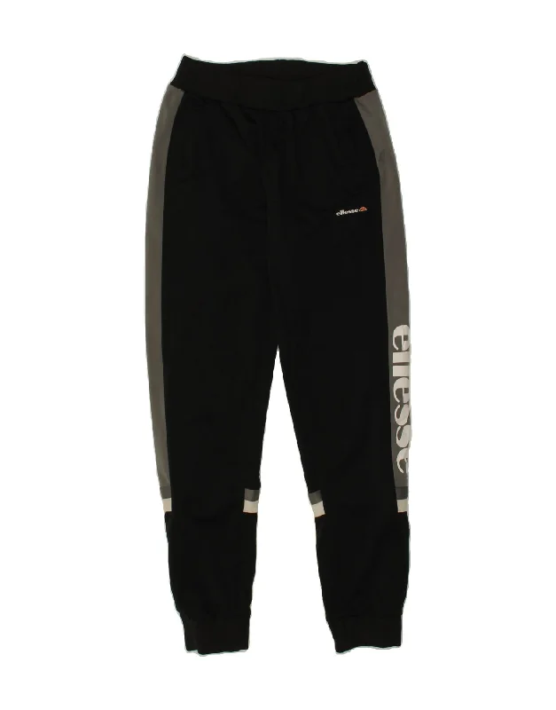 ELLESSE Boys Graphic Tracksuit Trousers Joggers 13-14 Years  Black