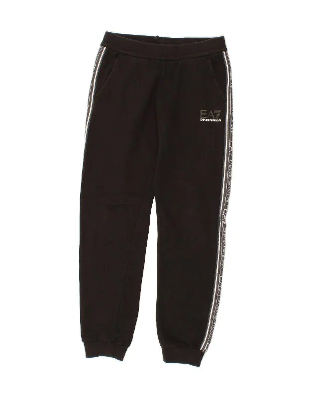 EMPORIO ARMANI Boys Graphic Tracksuit Trousers Joggers 11-12 Years Black