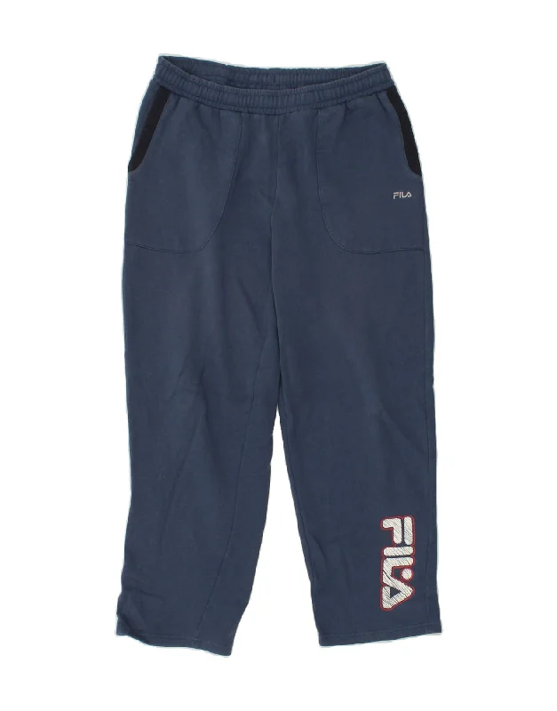 FILA Boys Graphic Tracksuit Trousers 11-12 Years Navy Blue Cotton