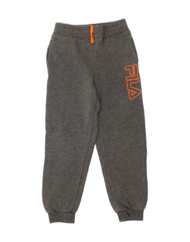 FILA Boys Graphic Tracksuit Trousers Joggers 10-11 Years Large Grey Cotton
