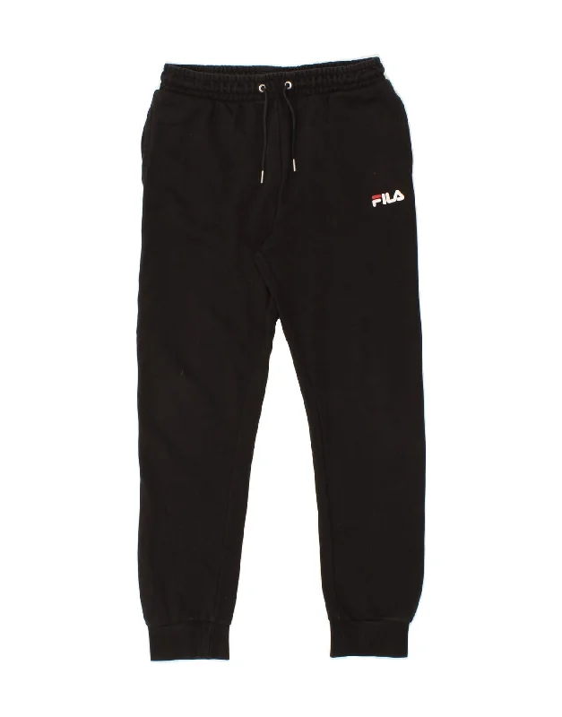 FILA Boys Tracksuit Trousers Joggers 13-14 Years Black Cotton