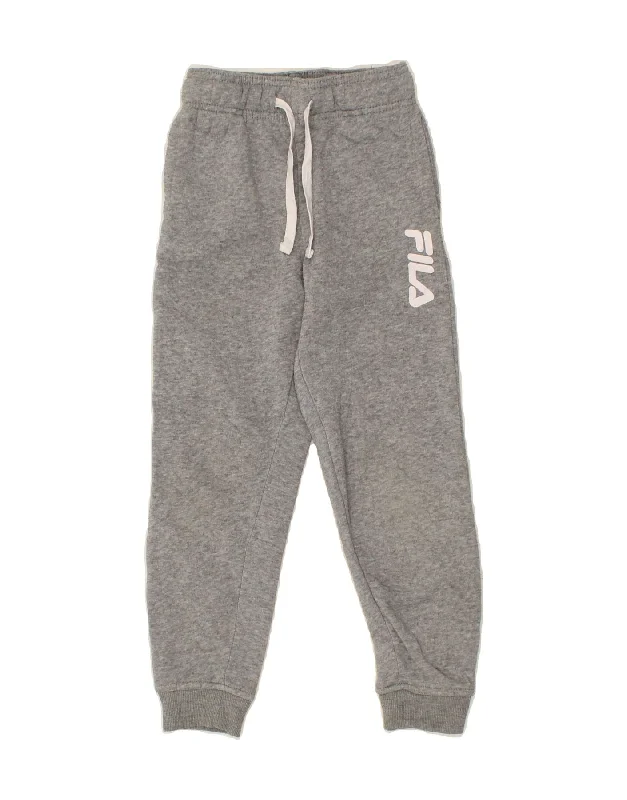 FILA Girls Graphic Tracksuit Trousers Joggers 5-6 Years Medium Grey Cotton