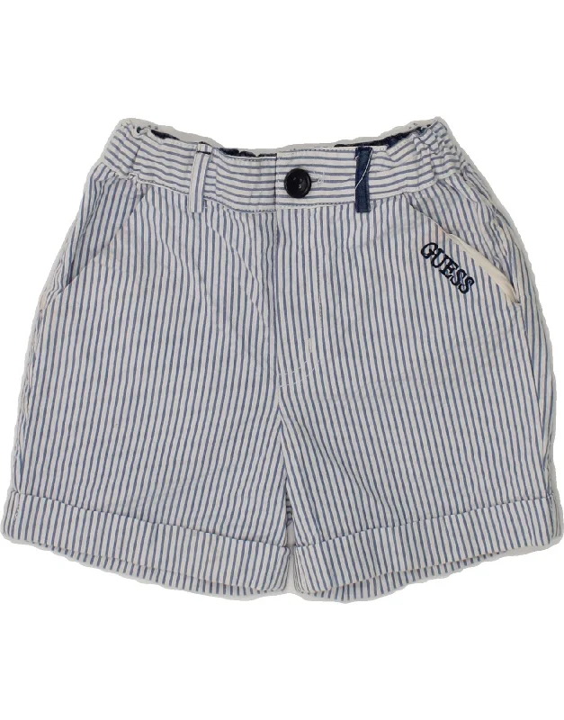 GUESS Baby Boys Chino Shorts 12-18 Months W18 Blue Striped Cotton