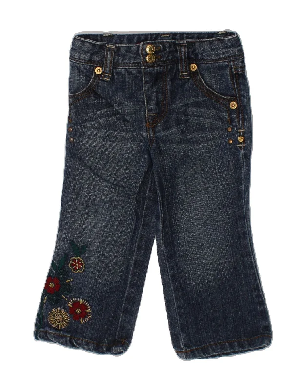 GUESS Baby Girls Graphic Straight Jeans 12-18 Months W18 L11 Blue Floral