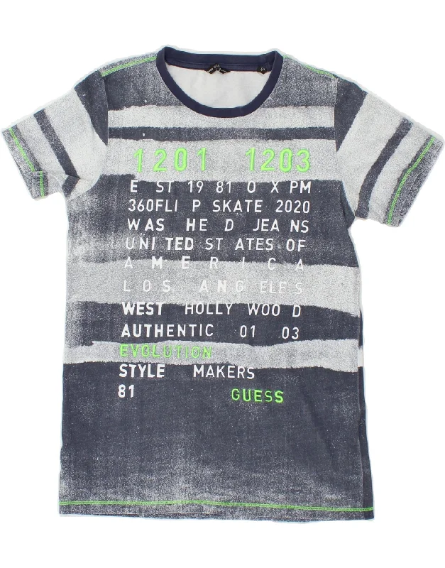 Men's Shirts with French CuffsGUESS Boys Graphic T-Shirt Top 11-12 Years Blue Striped Cotton Men's Shirts with French CuffsGUESS Boys Graphic T-Shirt Top 11-12 Years Blue Striped Cotton