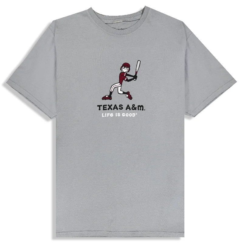 Men's Shirts with Checkered PatternsTexas A&M Life Is Good Jake Baseball Gray T-Shirt