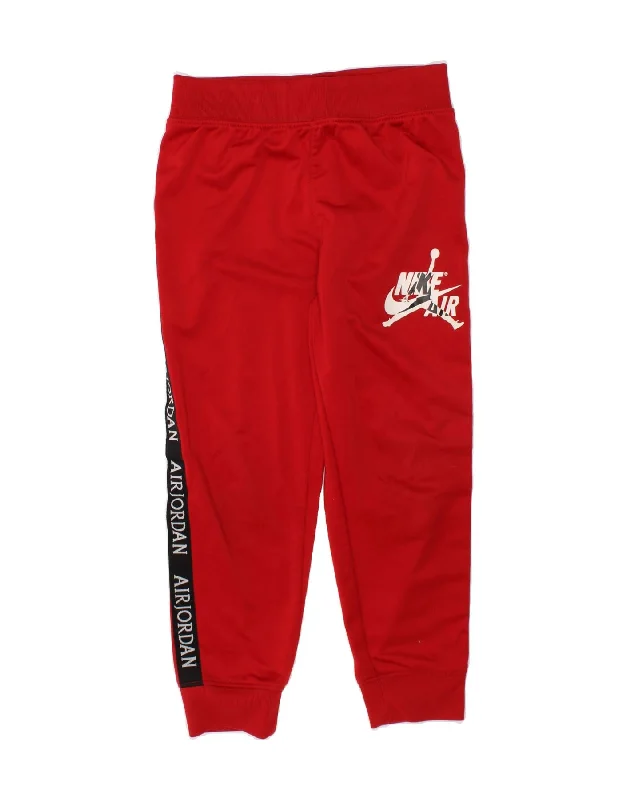 JORDAN Boys Graphic Tracksuit Trousers Joggers 4-5 Years Red Polyester