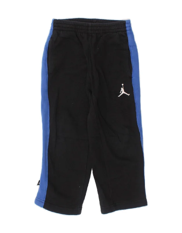 JORDAN Boys Tracksuit Trousers 2-3 Years  Black Colourblock Cotton