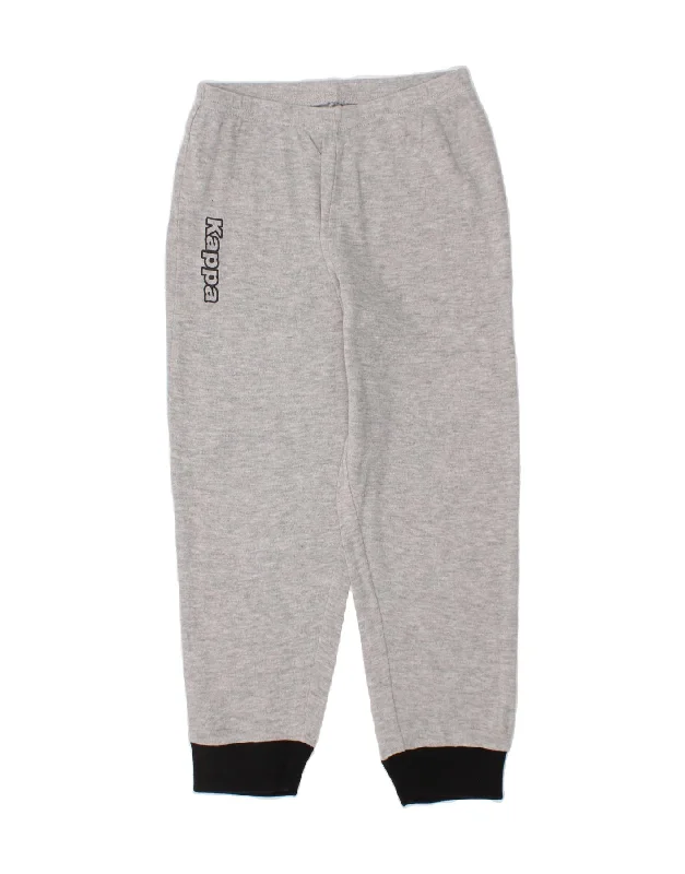 KAPPA Boys Graphic Tracksuit Trousers Joggers 5-6 Years Grey Cotton