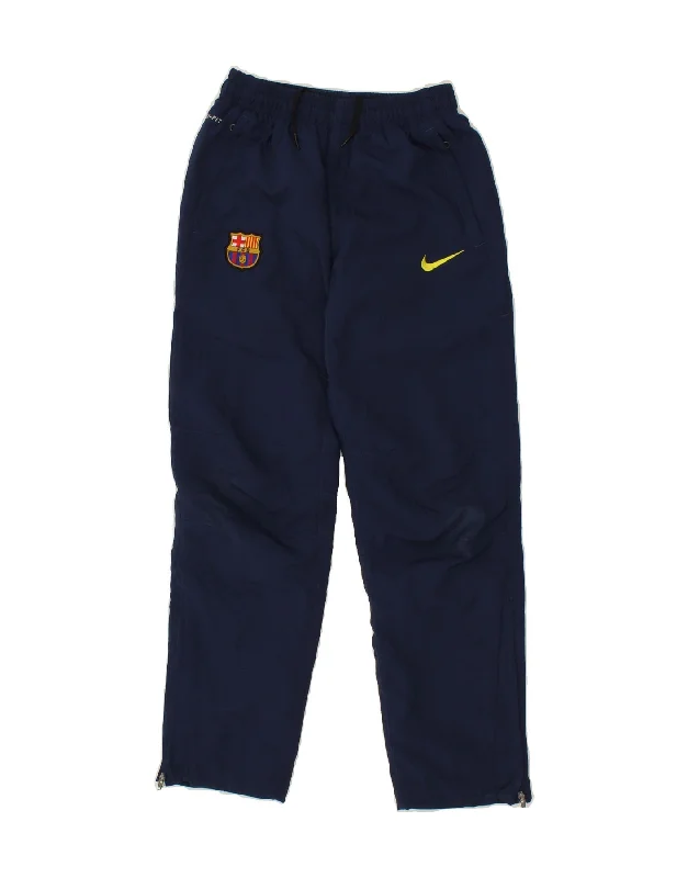 NIKE Boys Barcelona Tracksuit Trousers 8-9 Years Small Navy Blue Polyester
