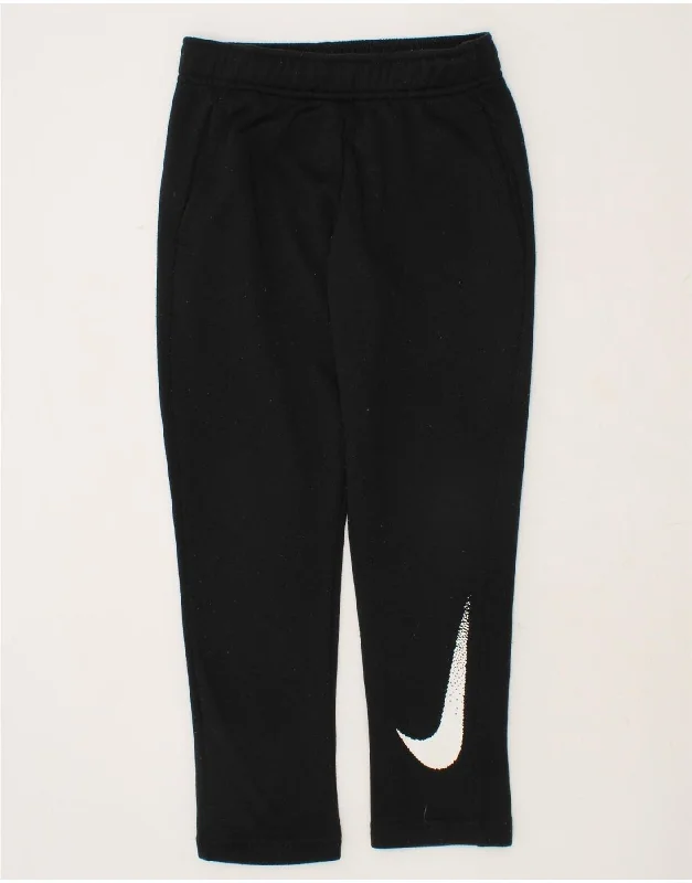 NIKE Boys Dri Fit Standard Fit Tracksuit Trousers 7-8 Years XS Black