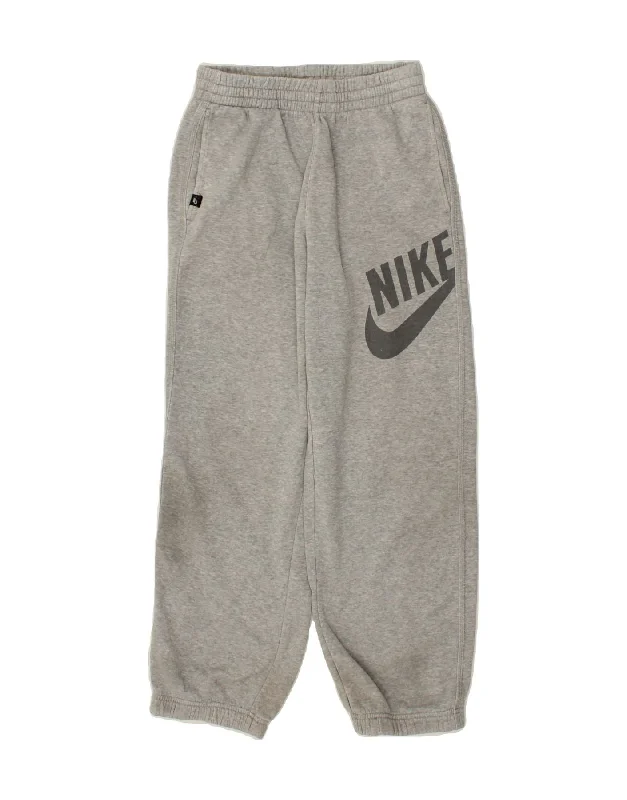 NIKE Boys Graphic Tracksuit Trousers Joggers 12-13 Years Grey Cotton