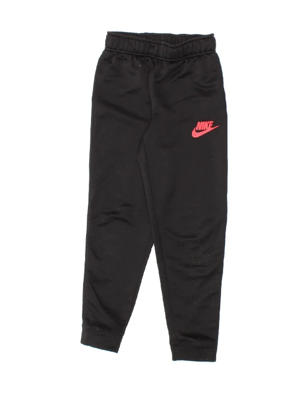 NIKE Boys Graphic Tracksuit Trousers Joggers 8-9 Years Small Black