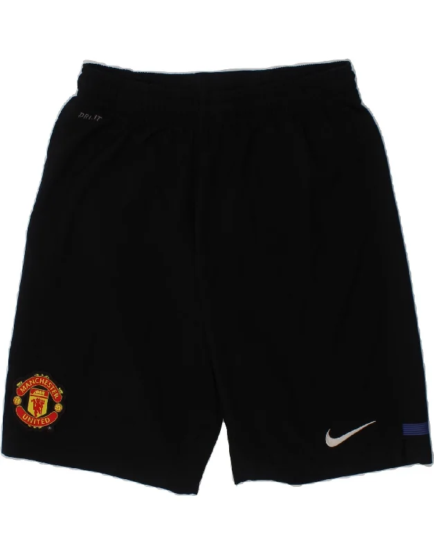 NIKE Boys Manchester United Sport Shorts 12-13 Years Large Black Polyester