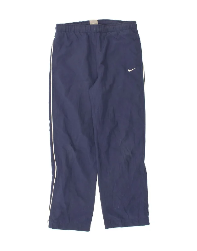 NIKE Boys Tracksuit Trousers 11-12 Years Large Navy Blue Polyester