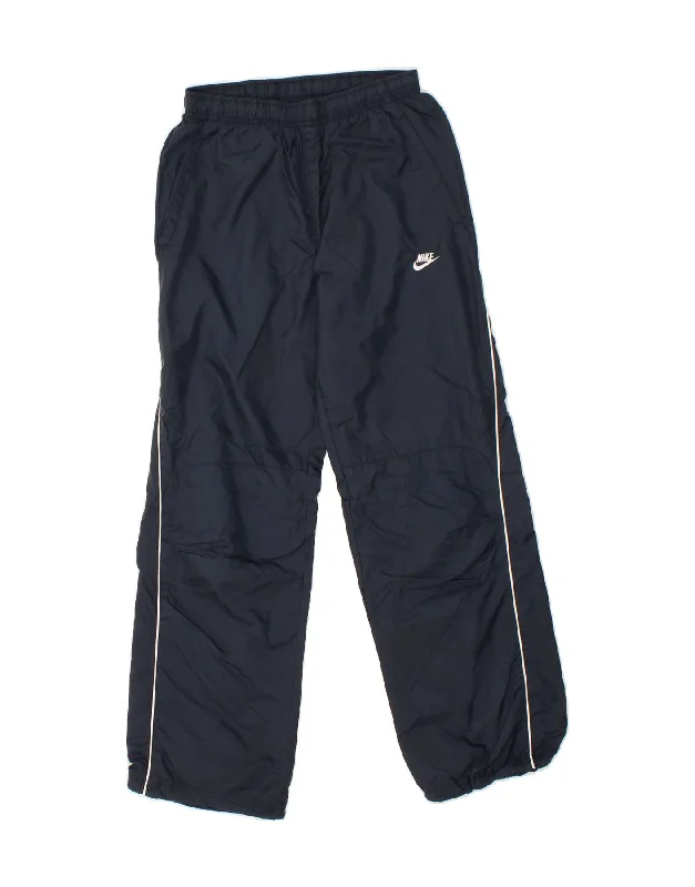 NIKE Boys Tracksuit Trousers 12-13 Years Large Navy Blue Nylon