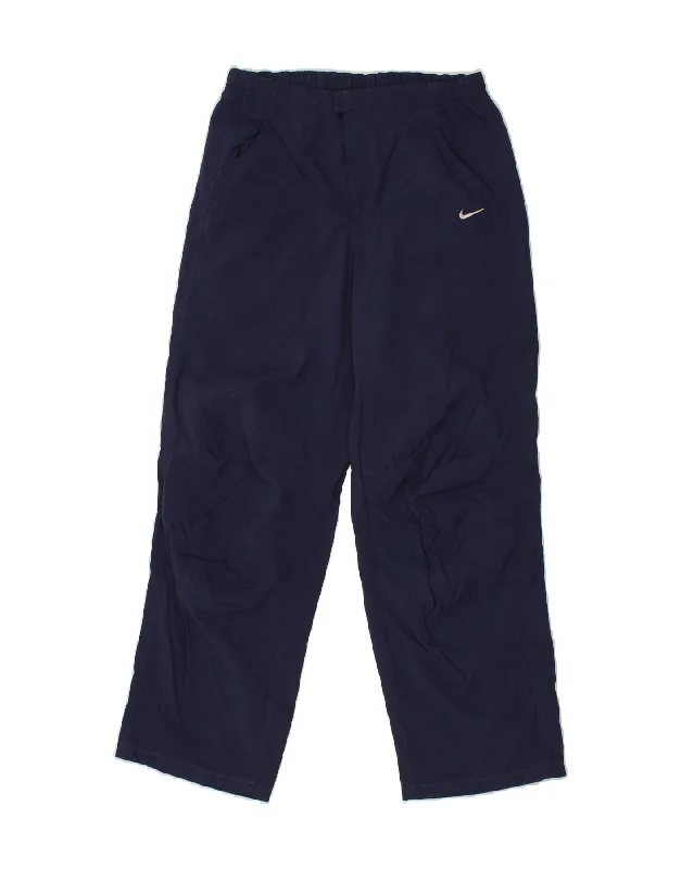 NIKE Boys Tracksuit Trousers 14-15 Years Large Navy Blue Nylon