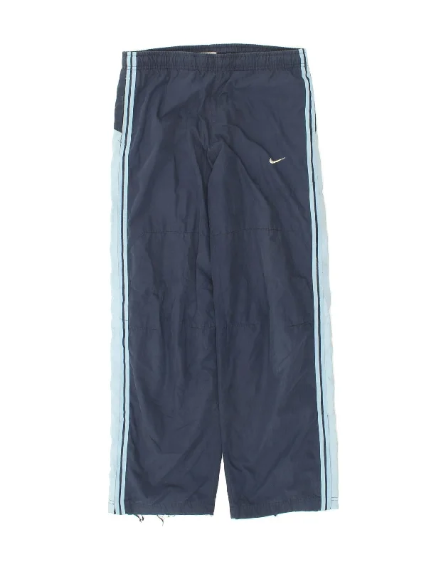 NIKE Boys Tracksuit Trousers 14-15 Years XL Navy Blue Colourblock