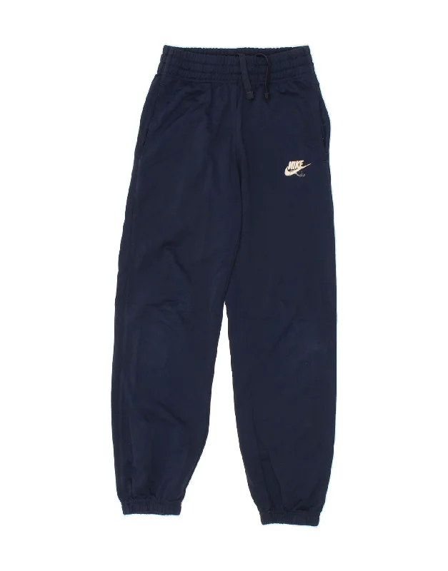 NIKE Boys Tracksuit Trousers Joggers 10-11 Years Medium Navy Blue