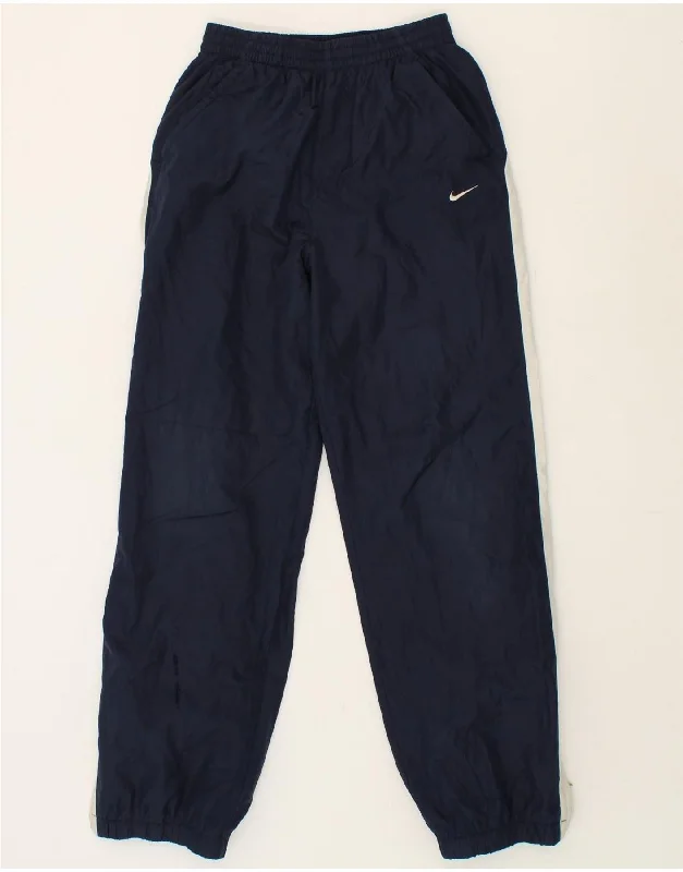 NIKE Boys Tracksuit Trousers Joggers 13-14 Years XL Navy Blue Polyester