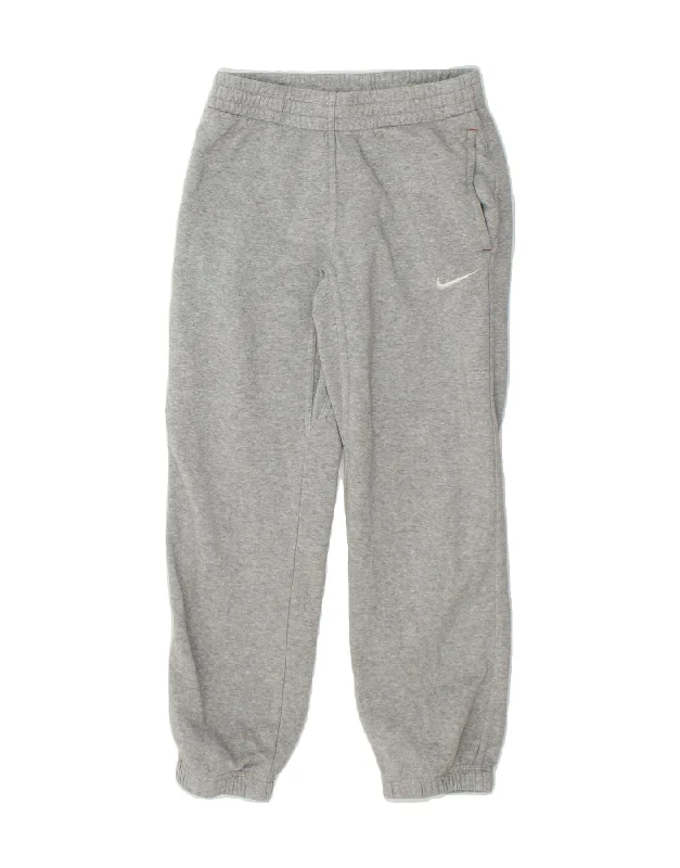 NIKE Boys Tracksuit Trousers Joggers 8-9 Years Small Grey Cotton