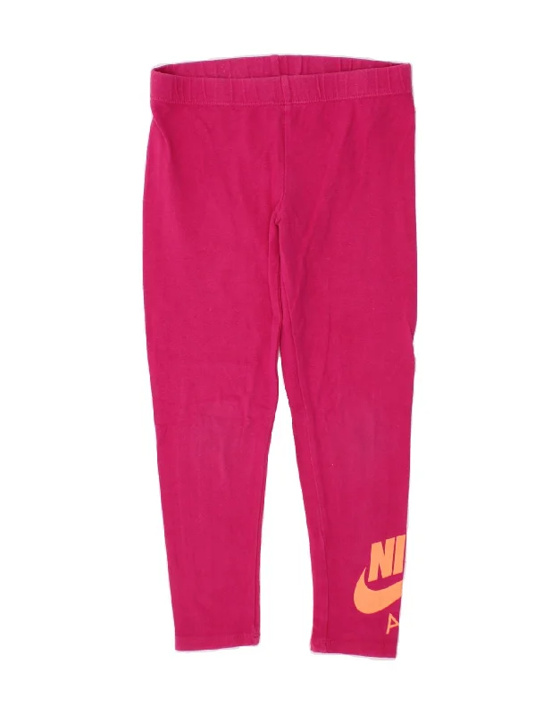NIKE Girls Graphic Leggings 6-7 Years Large Pink