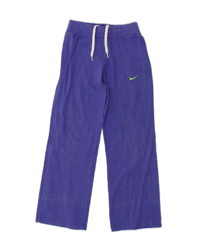 NIKE Girls Tracksuit Trousers 8-9 Years Small Purple Cotton