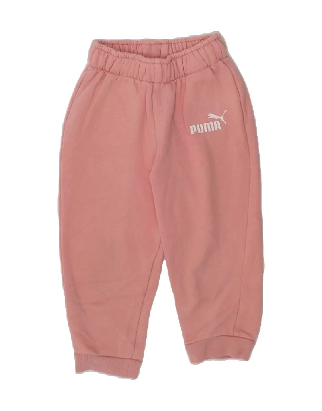 PUMA Baby Girls Joggers Tracksuit Trousers 18-24 Months  Pink Cotton