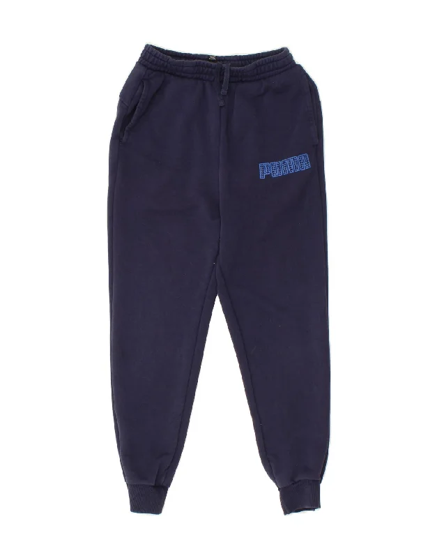 PUMA Boys Graphic Tracksuit Trousers Joggers 13-14 Years  Navy Blue Cotton