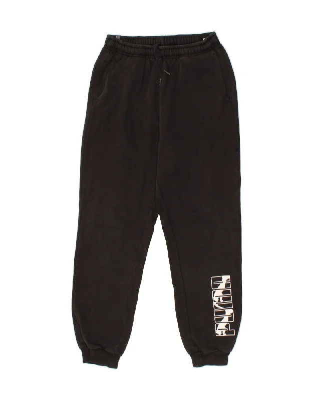 PUMA Boys Graphic Tracksuit Trousers Joggers 15-16 Years  Black Cotton