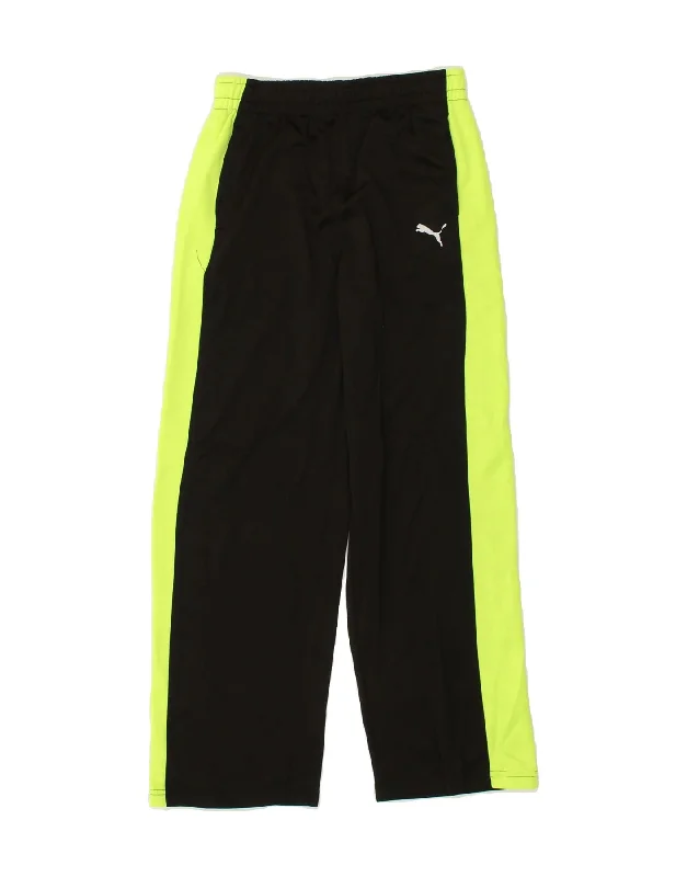 PUMA Boys Tracksuit Trousers 14-15 Years Large Black Colourblock Polyester