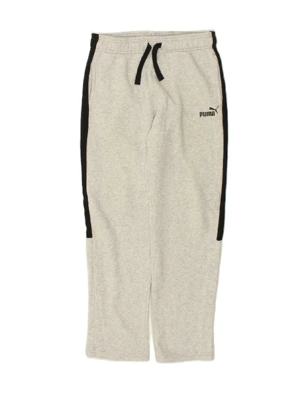 PUMA Boys Tracksuit Trousers 14-15 Years XL Grey Colourblock Cotton