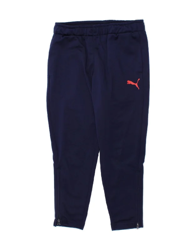 PUMA Boys Tracksuit Trousers 5-6 Years Navy Blue Polyester