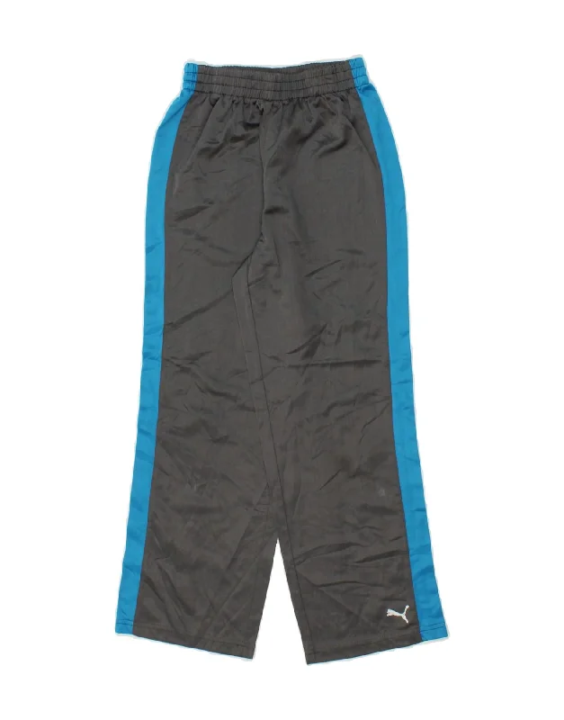 PUMA Boys Tracksuit Trousers 9-10 Years Large Grey Colourblock Polyester
