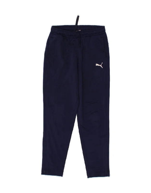PUMA Boys Tracksuit Trousers 9-10 Years Navy Blue Polyester