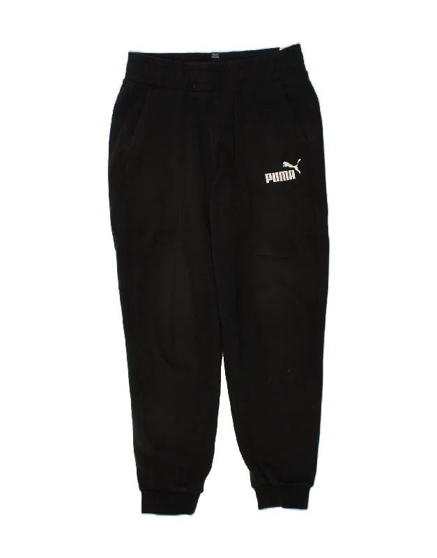 PUMA Boys Tracksuit Trousers Joggers 11-12 Years Black Cotton