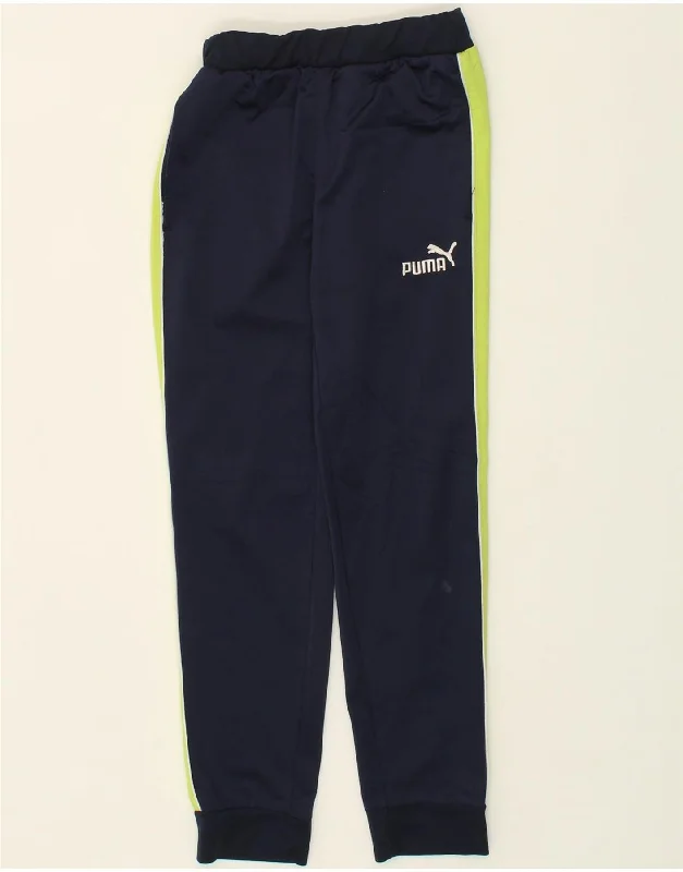 PUMA Boys Tracksuit Trousers Joggers 11-12 Years Large Navy Blue