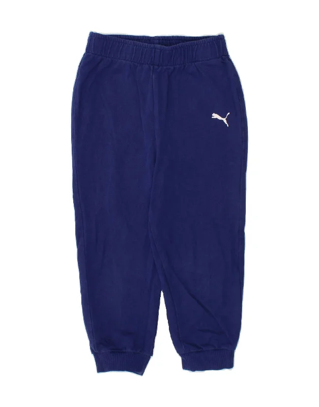 PUMA Boys Tracksuit Trousers Joggers 3-4 Years Blue Cotton