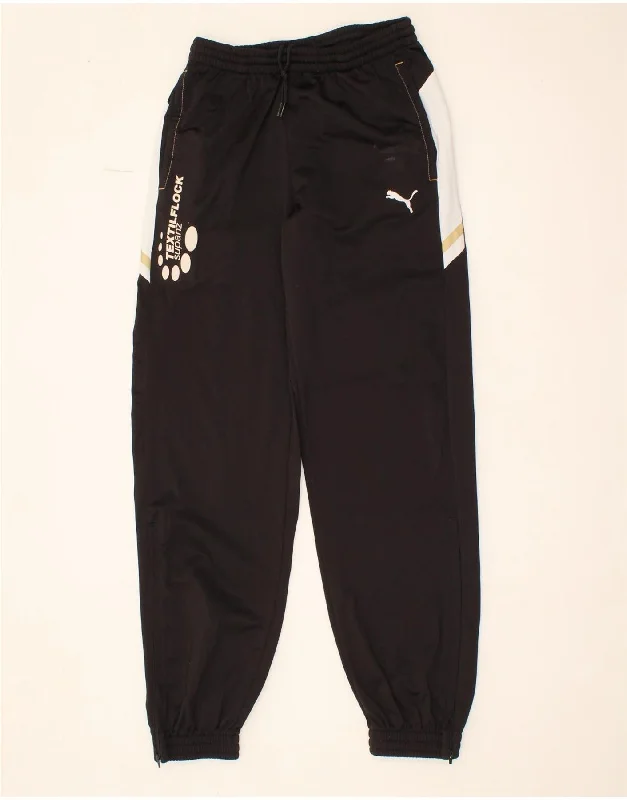 PUMA Girls Graphic Tracksuit Trousers Joggers 15-16 Years 2XL Black