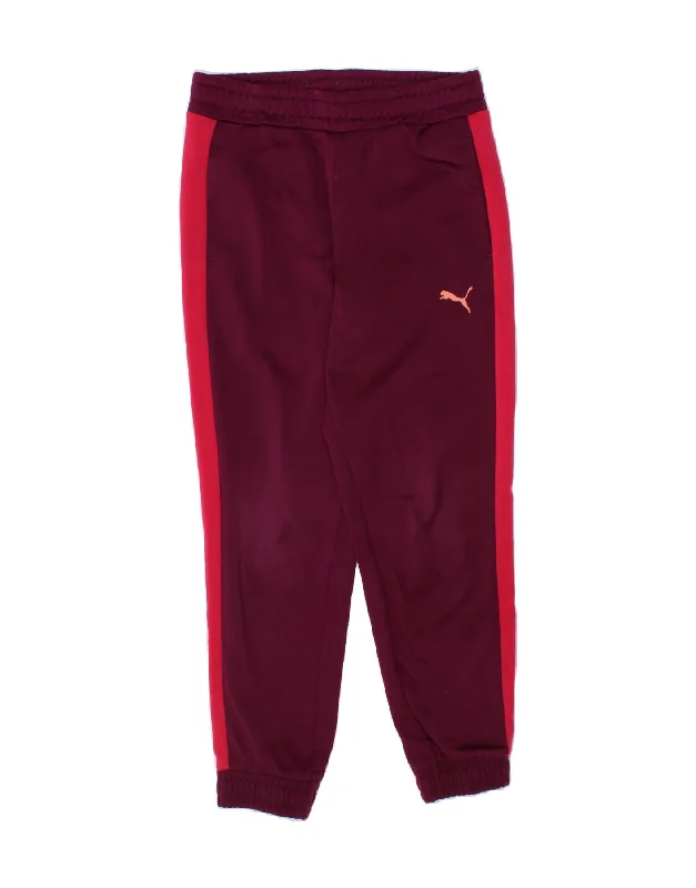 PUMA Girls Tracksuit Trousers Joggers 5-6 Years  Burgundy Colourblock