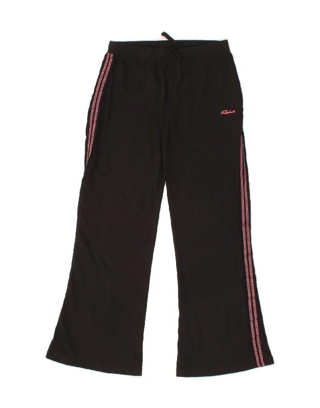 REEBOK Girls Tracksuit Trousers 13-14 Years Large Black Polyester