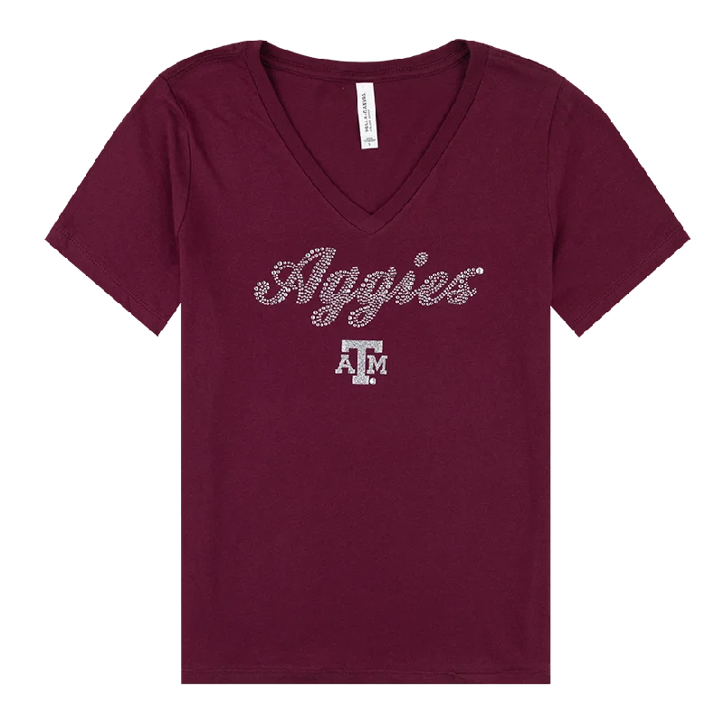 Men's Shirts with Chest PocketsTexas A&M Aggies Rhinestone Julia V Neck Tee